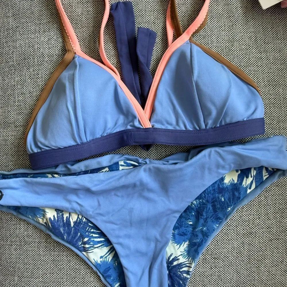 Reversible Blue and Pink Bikini Set